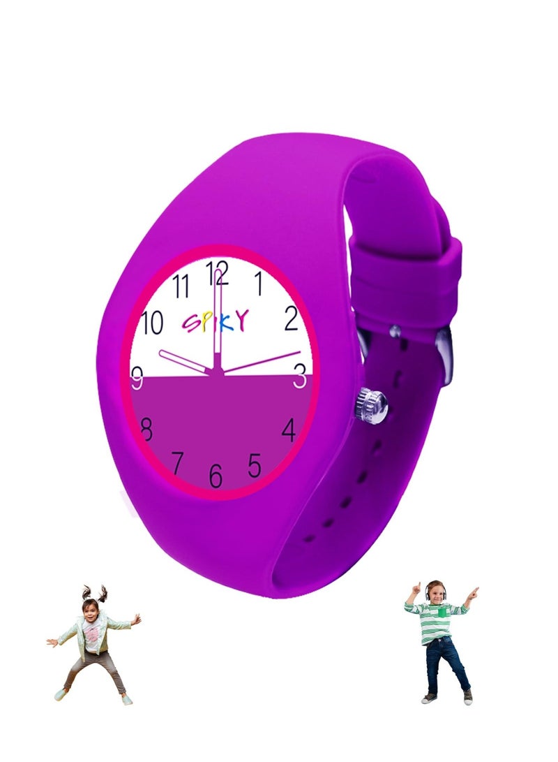 SPIKY Round Casual Analog Watch for Kids- Girl -Purple Color - Image 1